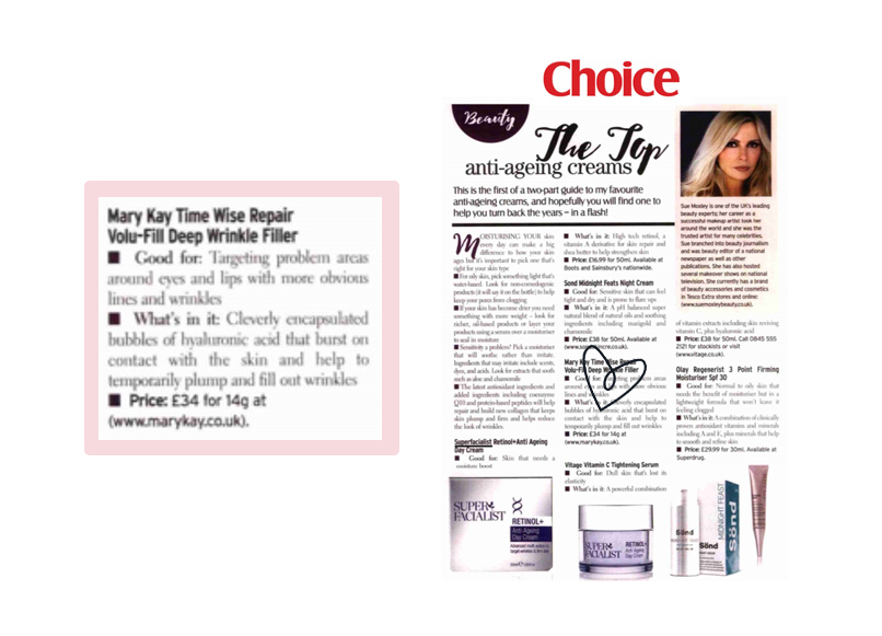 Choice Magazine recommends Mary Kay TimeWise Repair Volu-Fill Deep Wrinkle Filler
