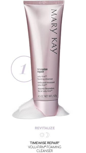 Revitalize with TimeWise Repair Volu-Firm Foaming Cleanser, the first step in the order of application for Mary Kay’s TimeWise Repair skin care regimen for use both day and night.
