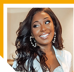 Closeup image of woman smiling