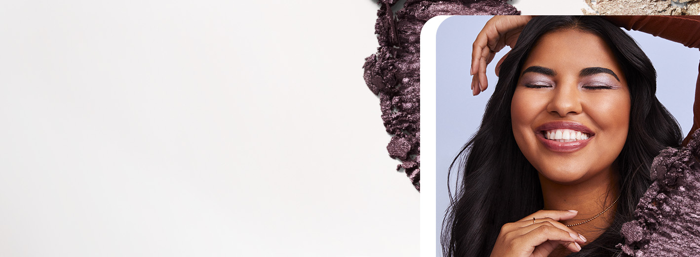 Smiling model wearing Violet Ice Mary Kay Makeup Artist Look