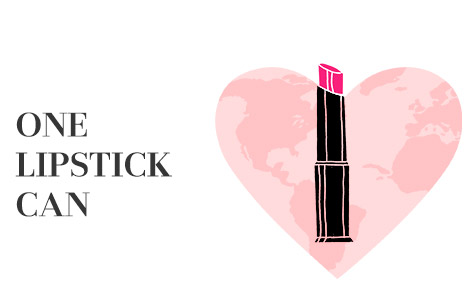 Illustration of Mary Kay lipstick and a pink heart promoting the Pink Changing Lives initiative.