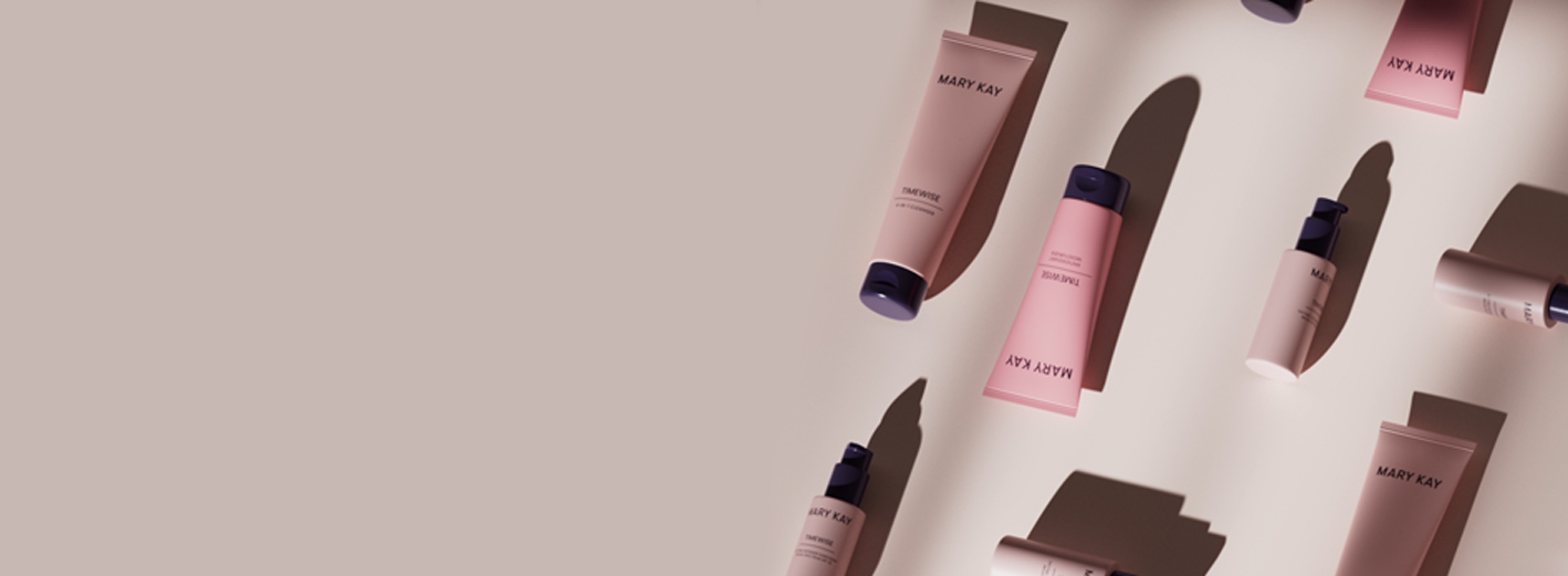 TimeWise Miracle Set laying flat on a pale pink background with dim lighting that alludes to nighttime