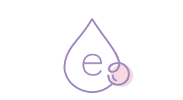 An illustration of the letter E inside of a droplet that represents vitamin E