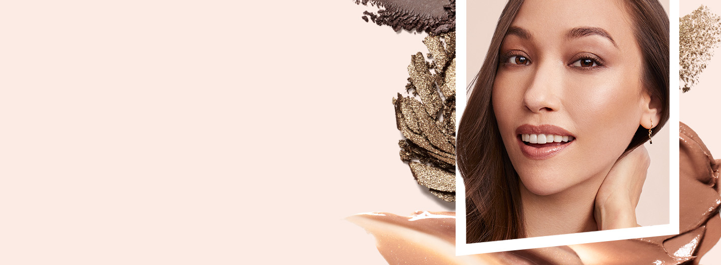 Close up of smiling model wearing Contemporary Classics Makeup Artist Look from Mary Kay