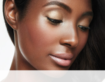 Close-up of model wearing the Do’s for Beautiful Eyes makeup artist look from Mary Kay against a white background.