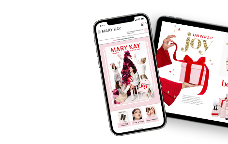 Mobile Phone and tablet with images of the latest Look Book